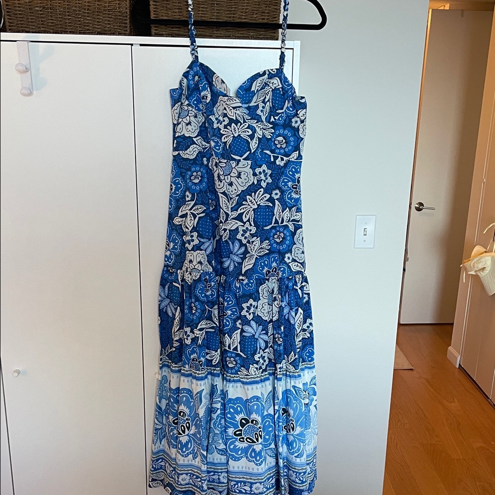 FARM Rio Blue and White Floral Maxi Dress